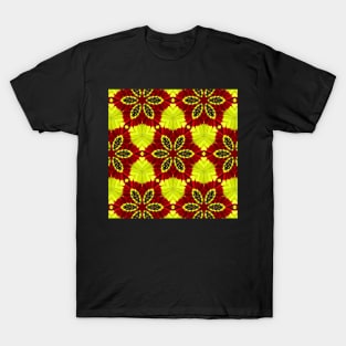 Red Yellow Chysanthemum Pattern Number 9 T-Shirt